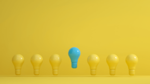 Yellow bulbs with a blue-colored at the center