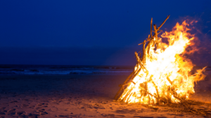 A burning torches in the beach