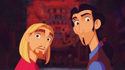 Two characters from the animated film 'El Dorado' ask each other 'both?' before turning to the viewer and saying 'both is good'.