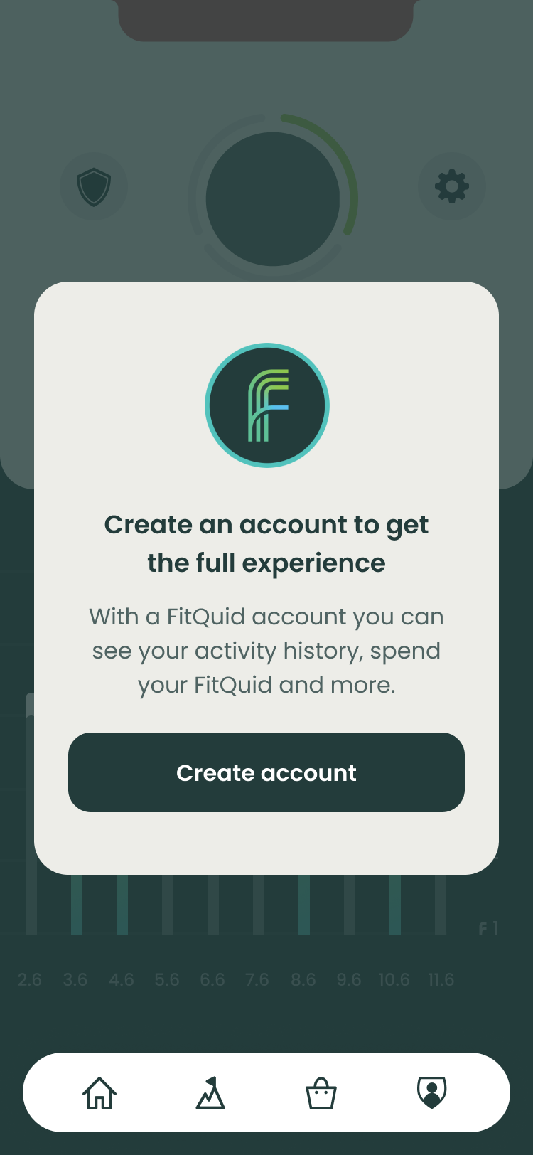 A photo of the FitQuid account homescreen