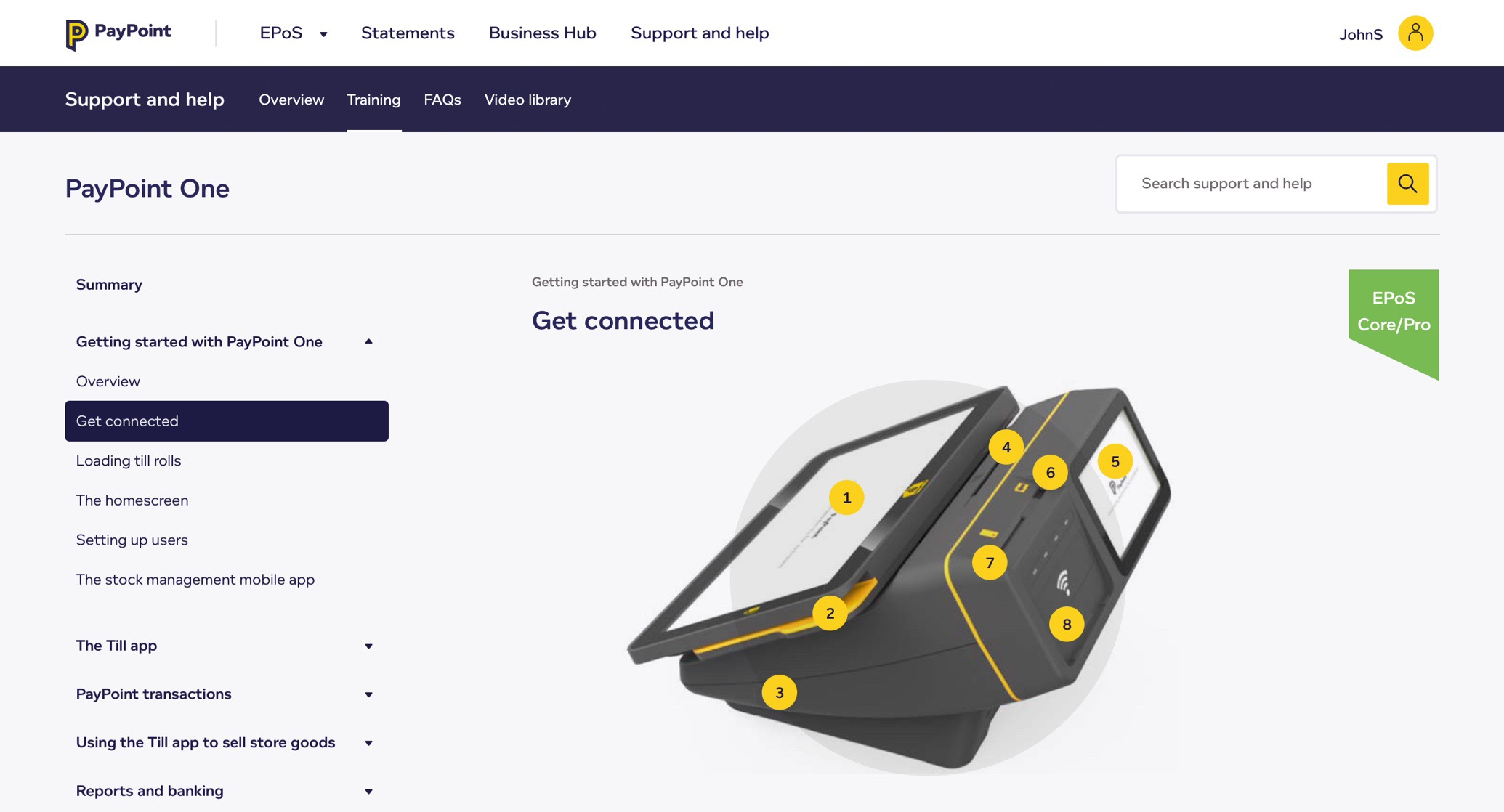 'Get connected' Paypoint website section